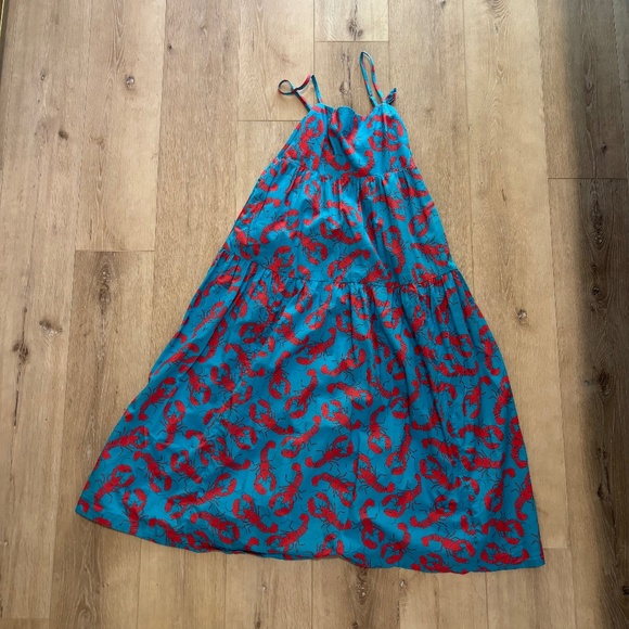 J Crew Dress Lobster Blue and Red size 0 - Picture 1 of 4